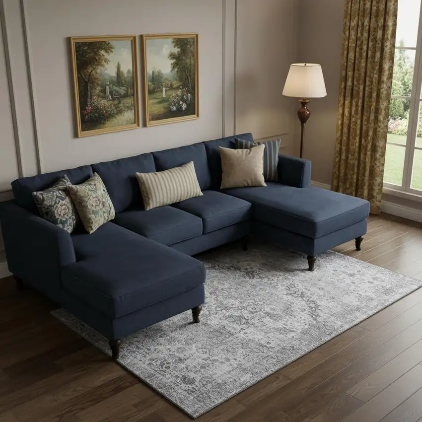 Gray And Silver Oriental Washable Area Rug With UV Protection Photo 2