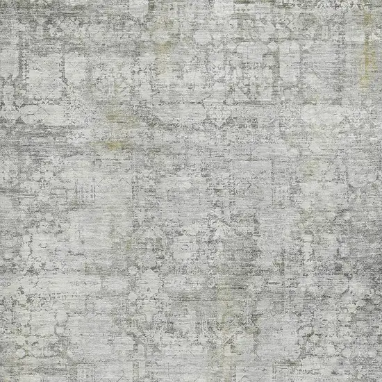 Gray And Silver Oriental Washable Area Rug With UV Protection Photo 2
