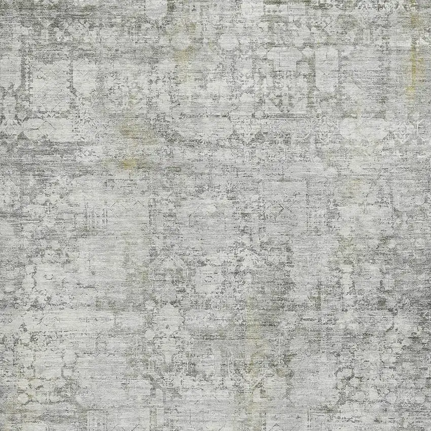 Gray And Silver Oriental Washable Area Rug With UV Protection Photo 2