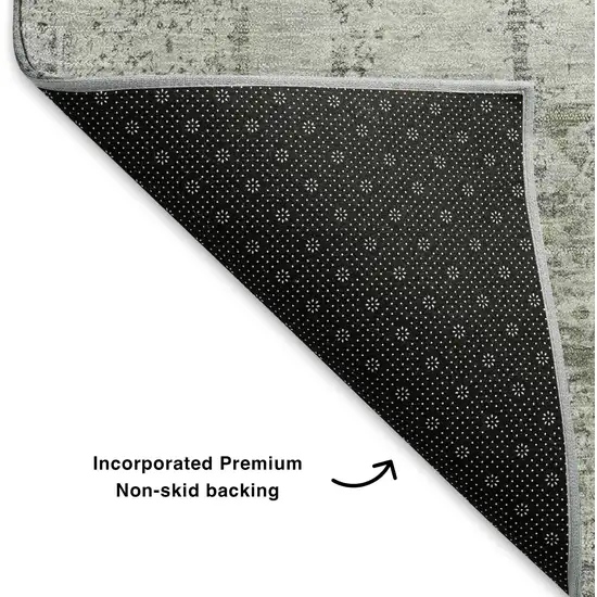 Gray And Silver Oriental Washable Area Rug With UV Protection Photo 6