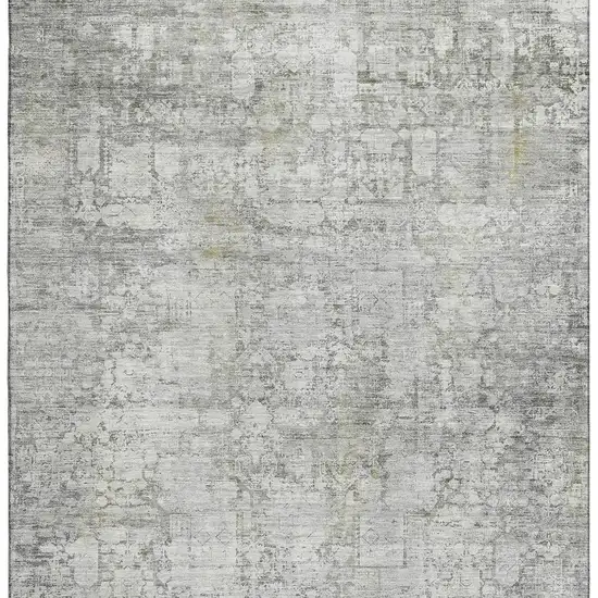 Gray And Silver Oriental Washable Area Rug With UV Protection Photo 3