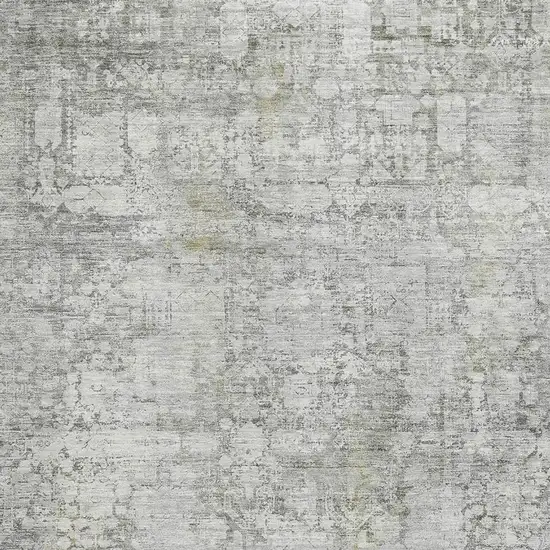 Gray And Silver Oriental Washable Area Rug With UV Protection Photo 2