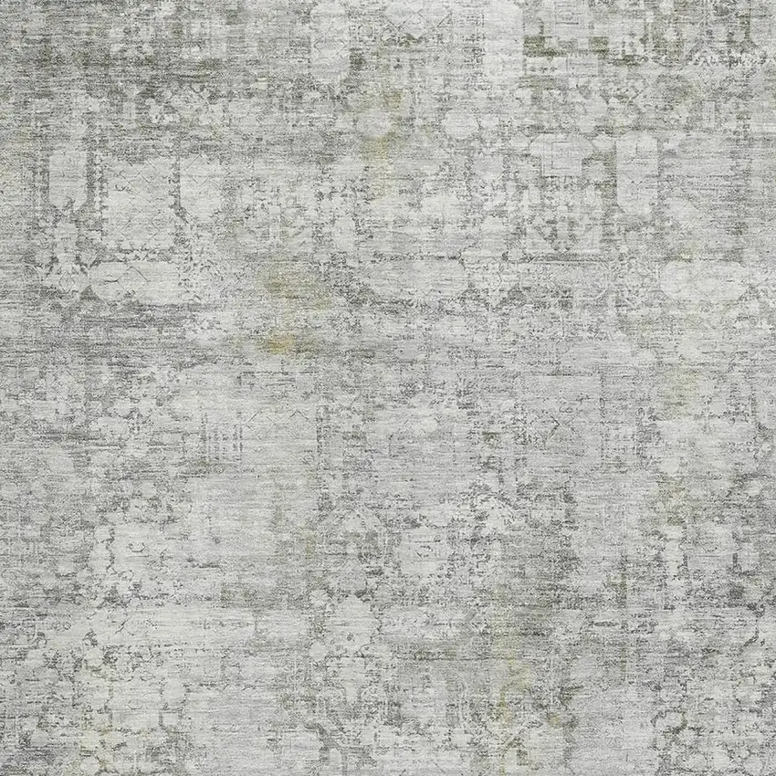 Gray And Silver Oriental Washable Area Rug With UV Protection Photo 2