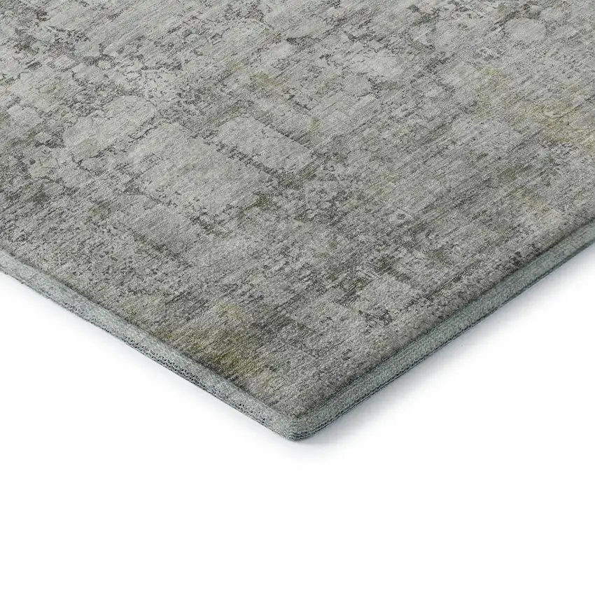 Gray And Silver Oriental Washable Area Rug With UV Protection Photo 7
