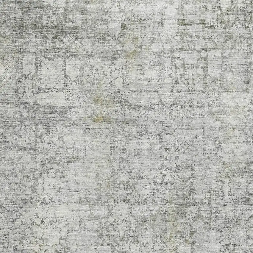 Gray And Silver Oriental Washable Area Rug With UV Protection Photo 2