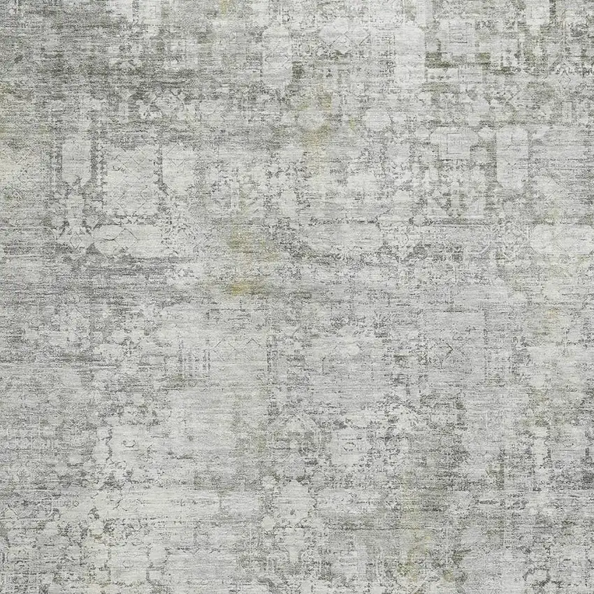 Gray And Silver Oriental Washable Area Rug With UV Protection Photo 3