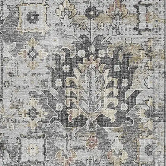 Gray And Silver Oriental Washable Area Rug With UV Protection Photo 3