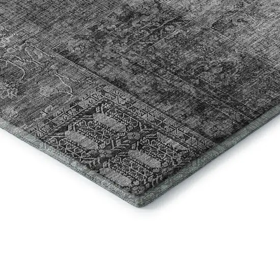 Gray And Silver Patchwork Washable Area Rug With UV Protection Photo 6
