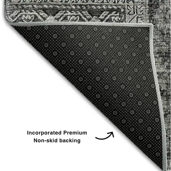 Gray And Silver Patchwork Washable Area Rug With UV Protection Photo 5