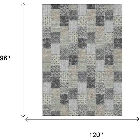 Gray And Silver Patchwork Washable Indoor Outdoor Area Rug Photo 6