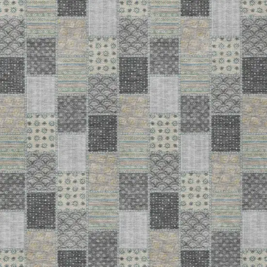 Gray And Silver Patchwork Washable Indoor Outdoor Area Rug Photo 1