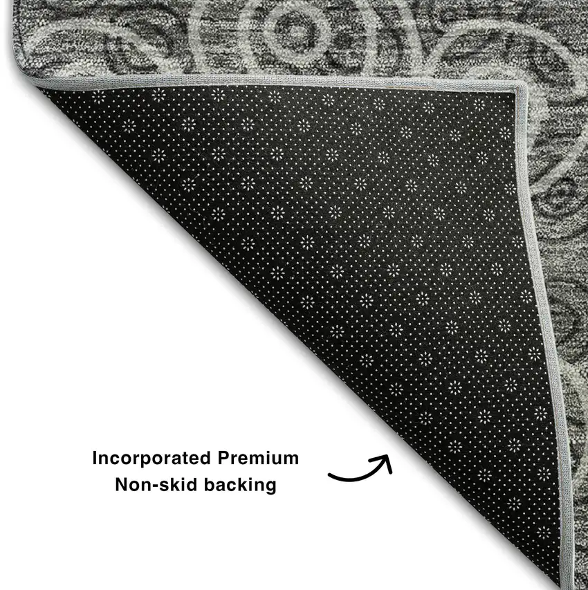Gray And Silver Polka Dot Washable Area Rug With UV Protection Photo 7