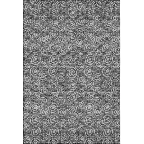 Gray And Silver Polka Dot Washable Area Rug With UV Protection Photo 4