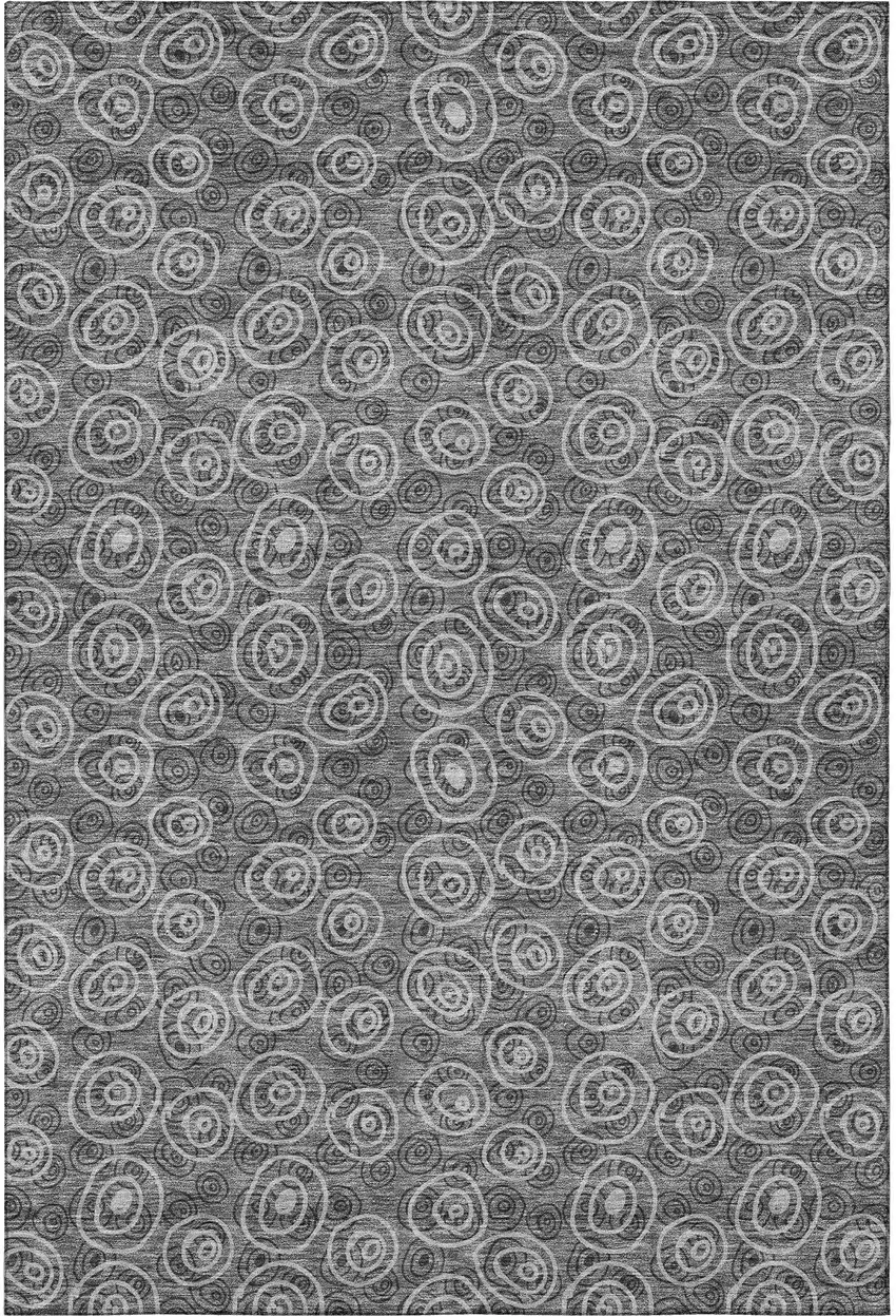 Gray And Silver Polka Dot Washable Area Rug With UV Protection Photo 4