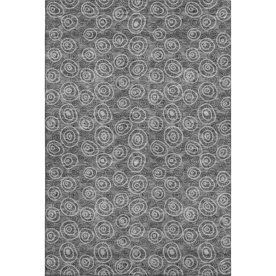 Gray And Silver Polka Dot Washable Area Rug With UV Protection Photo 1