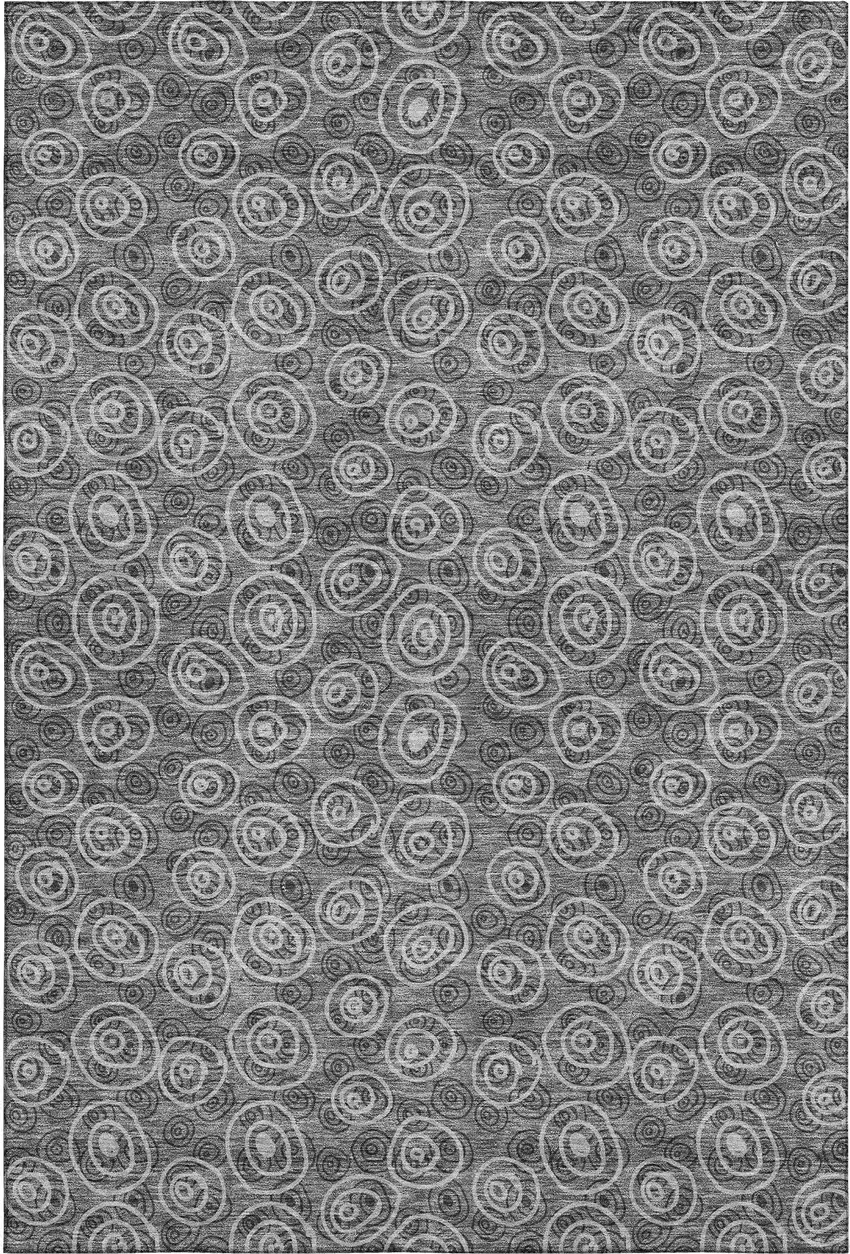 Gray And Silver Polka Dot Washable Area Rug With UV Protection Photo 1