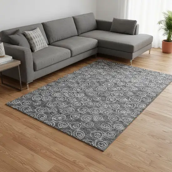 Gray And Silver Polka Dot Washable Area Rug With UV Protection Photo 2