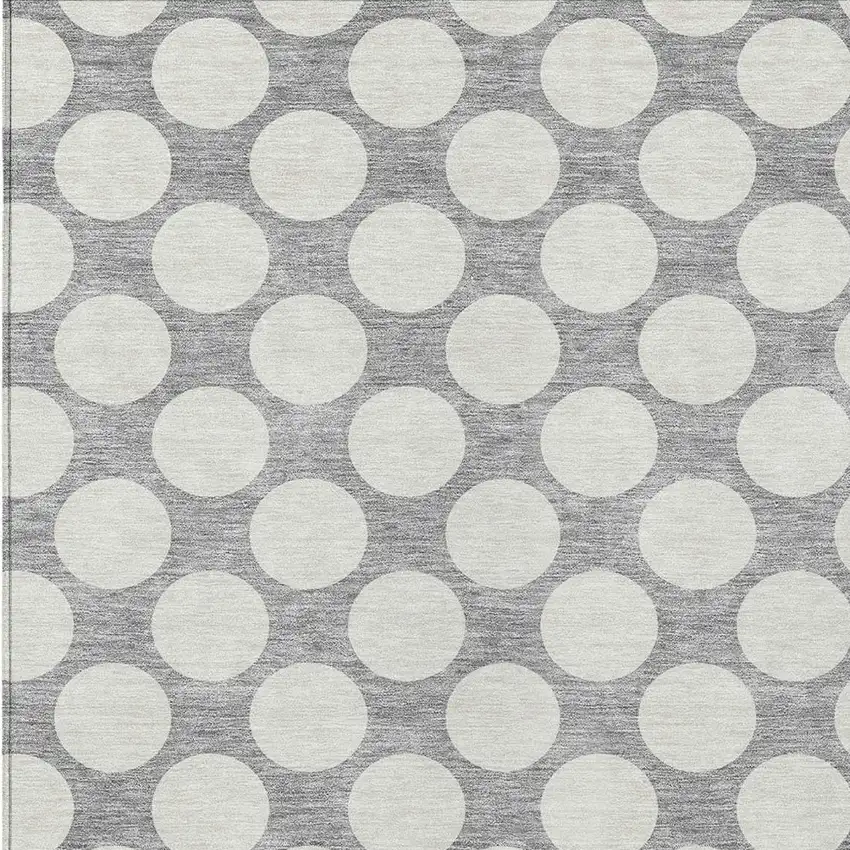 Gray And Silver Polka Dot Washable Indoor Outdoor Area Rug Photo 6