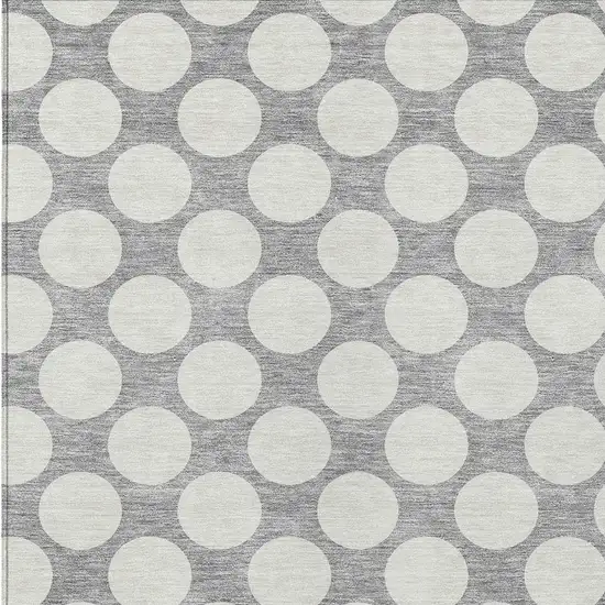 Gray And Silver Polka Dot Washable Indoor Outdoor Area Rug Photo 6