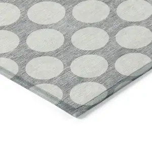 Photo of Gray And Silver Polka Dot Washable Indoor Outdoor Area Rug