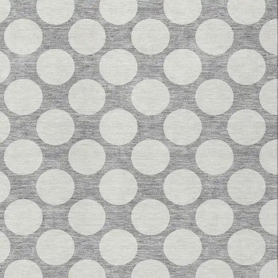 Gray And Silver Polka Dot Washable Indoor Outdoor Area Rug Photo 6