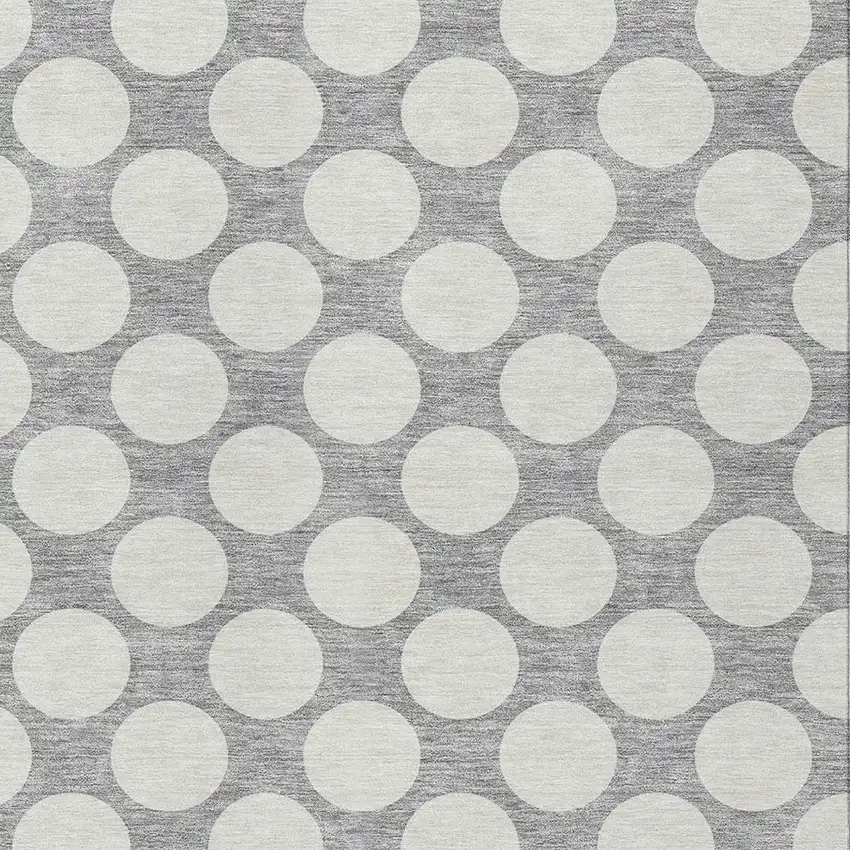 Gray And Silver Polka Dot Washable Indoor Outdoor Area Rug Photo 6