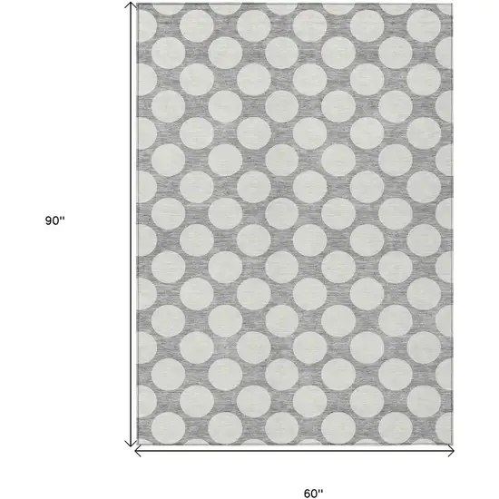 Gray And Silver Polka Dot Washable Indoor Outdoor Area Rug Photo 3