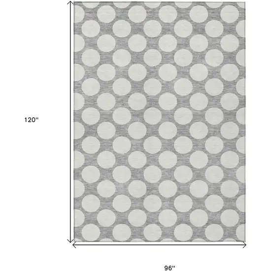 Gray And Silver Polka Dot Washable Indoor Outdoor Area Rug Photo 3