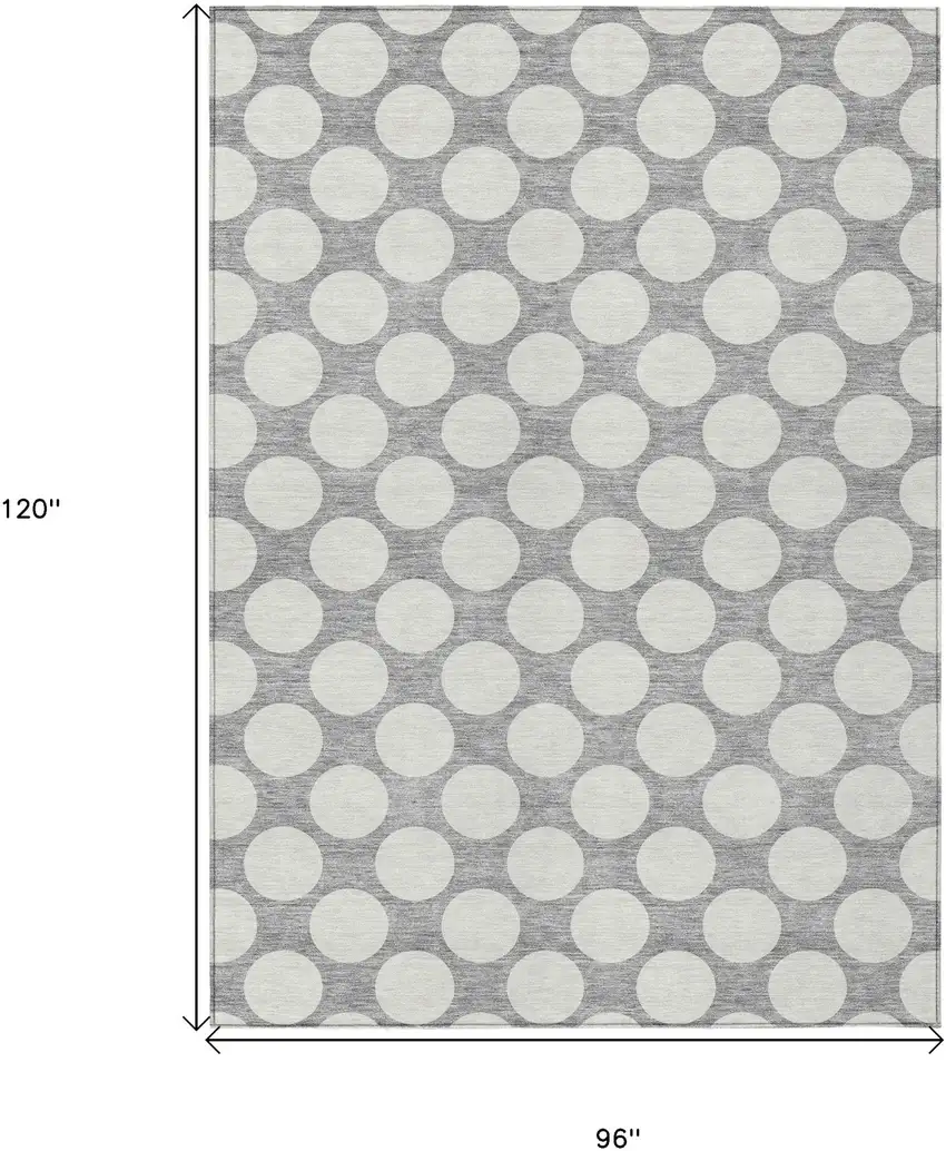 Gray And Silver Polka Dot Washable Indoor Outdoor Area Rug Photo 3