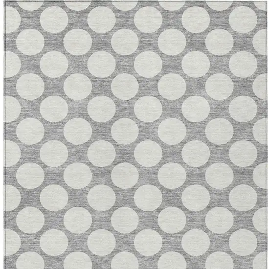 Gray And Silver Polka Dot Washable Indoor Outdoor Area Rug Photo 7