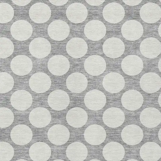 Gray And Silver Polka Dot Washable Indoor Outdoor Area Rug Photo 6