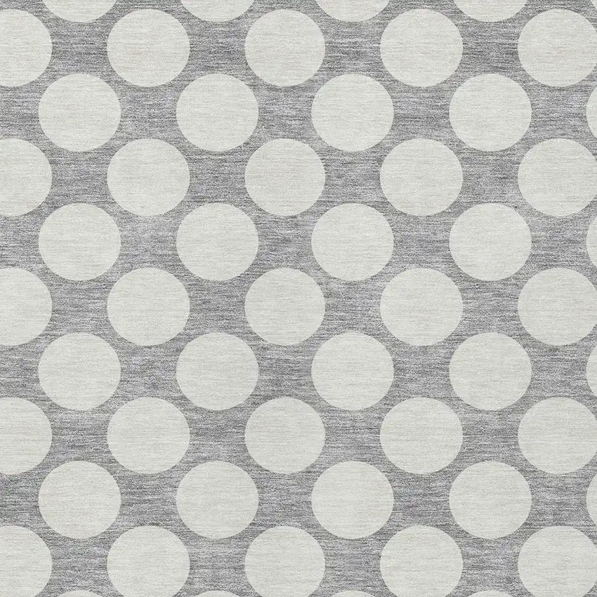 Gray And Silver Polka Dot Washable Indoor Outdoor Area Rug Photo 6