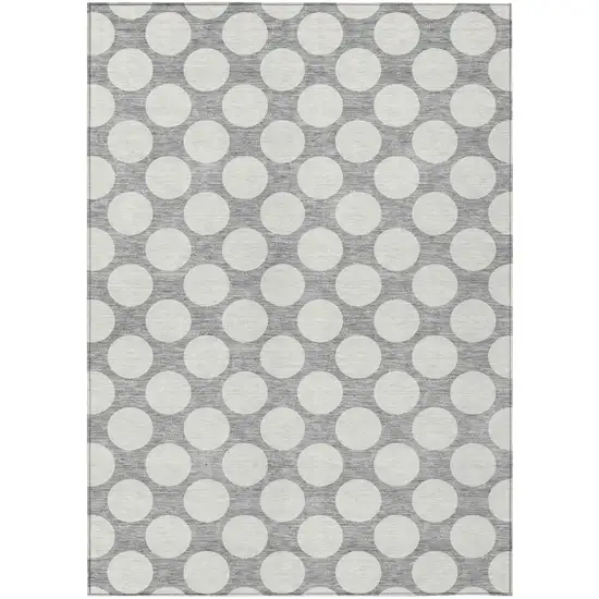 Gray And Silver Polka Dot Washable Indoor Outdoor Area Rug Photo 2