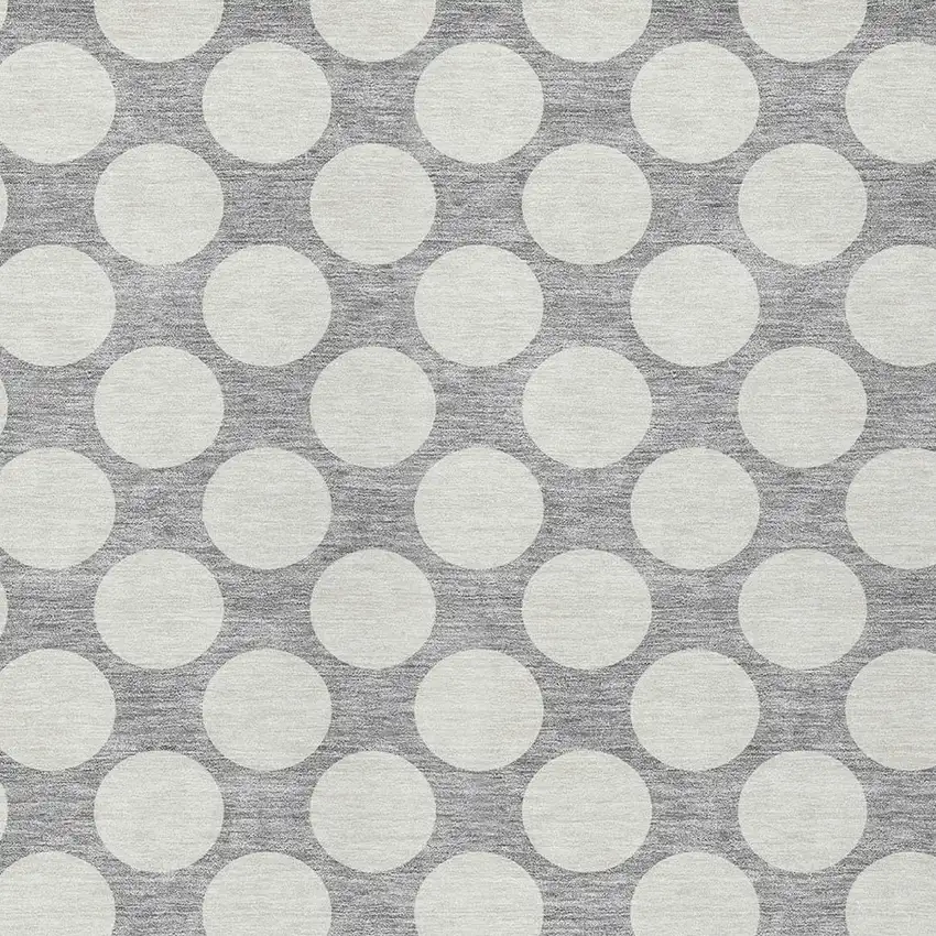 Gray And Silver Polka Dot Washable Indoor Outdoor Area Rug Photo 5