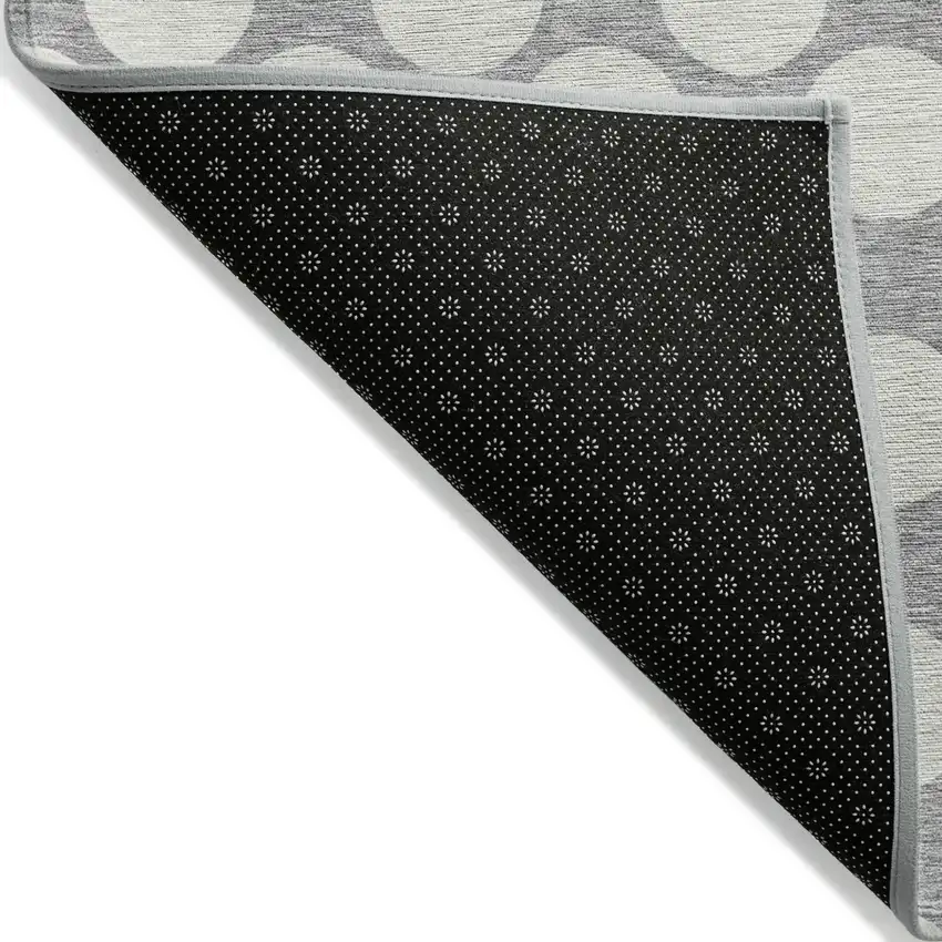 Gray And Silver Polka Dot Washable Indoor Outdoor Area Rug Photo 4