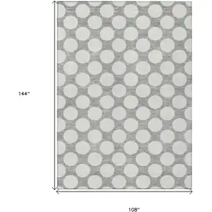 Photo of Gray And Silver Polka Dot Washable Indoor Outdoor Area Rug