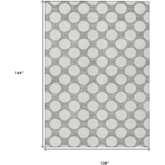Gray And Silver Polka Dot Washable Indoor Outdoor Area Rug Photo 3
