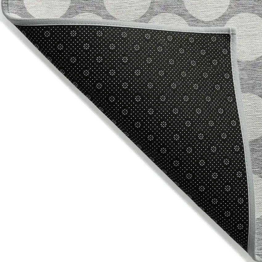 Gray And Silver Polka Dot Washable Indoor Outdoor Area Rug Photo 3