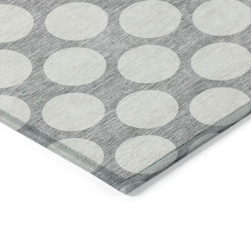 Gray And Silver Polka Dot Washable Indoor Outdoor Area Rug Photo 4