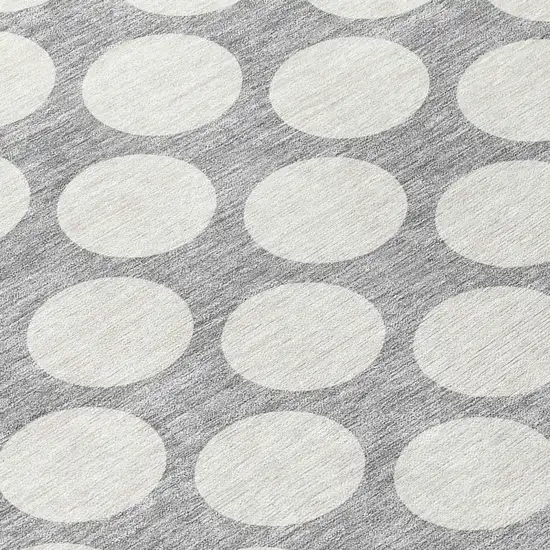 Gray And Silver Polka Dot Washable Indoor Outdoor Area Rug Photo 8