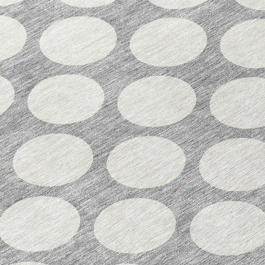 Gray And Silver Polka Dot Washable Indoor Outdoor Area Rug Photo 8
