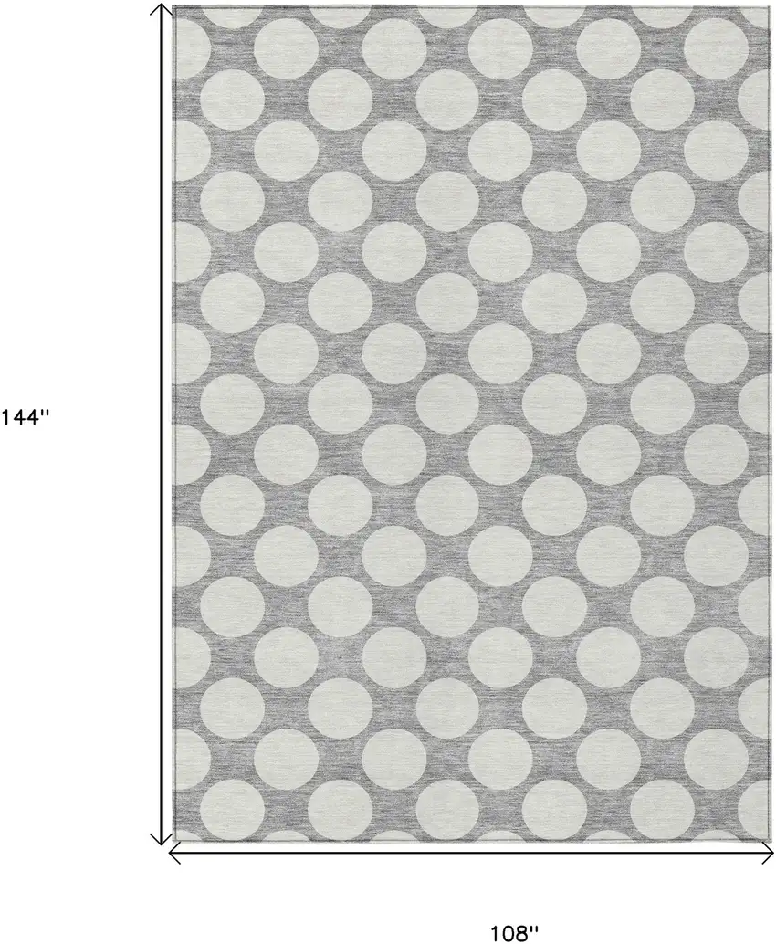 Gray And Silver Polka Dot Washable Indoor Outdoor Area Rug Photo 7
