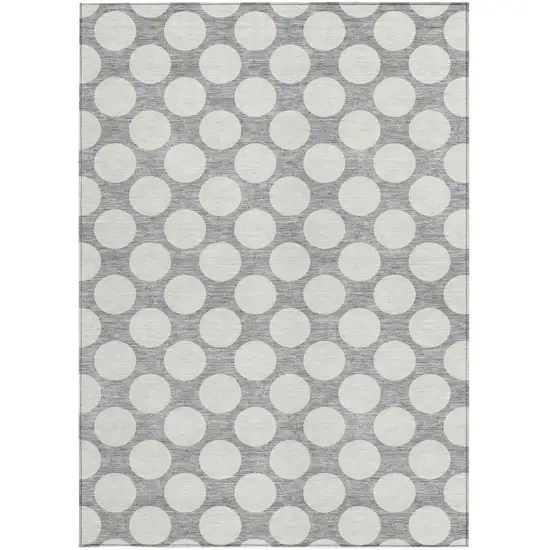 Gray And Silver Polka Dot Washable Indoor Outdoor Area Rug Photo 7