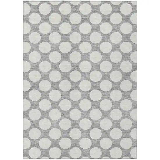 Gray And Silver Polka Dot Washable Indoor Outdoor Area Rug Photo 2