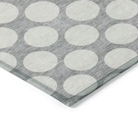 Gray And Silver Polka Dot Washable Indoor Outdoor Area Rug Photo 5