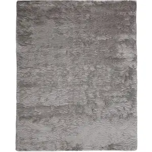 Photo of Gray And Silver Shag Handmade Area Rug