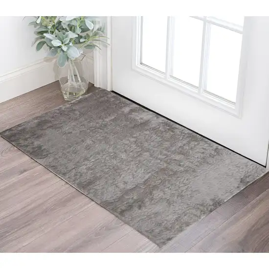 Gray And Silver Shag Tufted Handmade Area Rug Photo 1