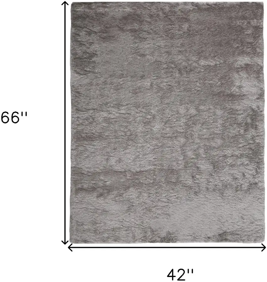 Gray And Silver Shag Tufted Handmade Area Rug Photo 6
