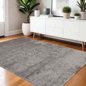 Photo of Gray And Silver Shag Tufted Handmade Area Rug