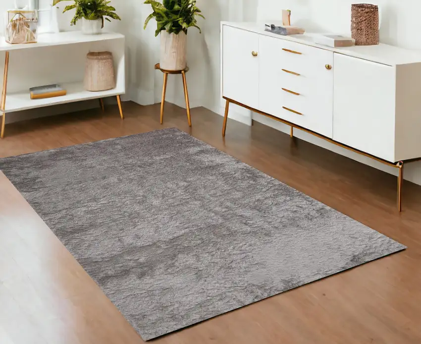 Gray And Silver Shag Tufted Handmade Area Rug Photo 1